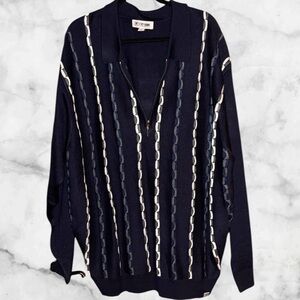 Stacy Adam’s Pullover zipper Cardigan Sweater   3XL Black!!